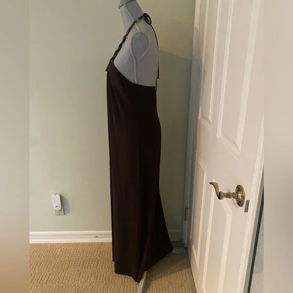 Maxi Halter Dress with Wooden Embellishment around neck - Picture 4 of 5